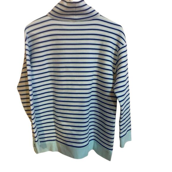 Talbots textured funnel neck pullover blue stripe sweatshirt NWT - Picture 5 of 9